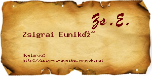 Zsigrai Euniké névjegykártya